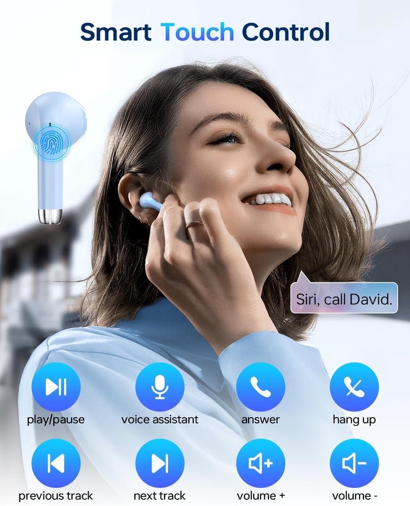 KTGEE Wireless Earbuds Bluetooth 5.3 Headphones, 40Hrs Playback Stereo Ear Buds with LED Display Charging Case IPX7 Waterproof in-Ear Earphones with Mic for Phone Tablet Laptop Sports, Blue - Image 4